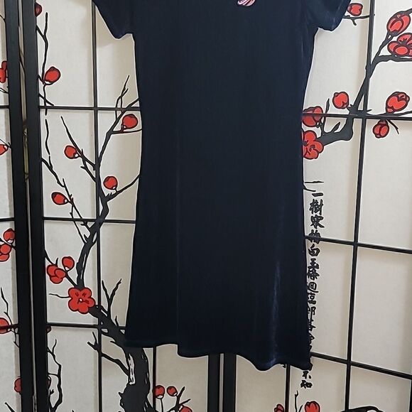 Lazy Oaf Midnight Planet Dress Size L Blue Velvet Celestial Moon - Picture 3 of 10